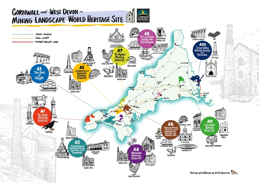 Illustrated Map of Cornish Mining WHS